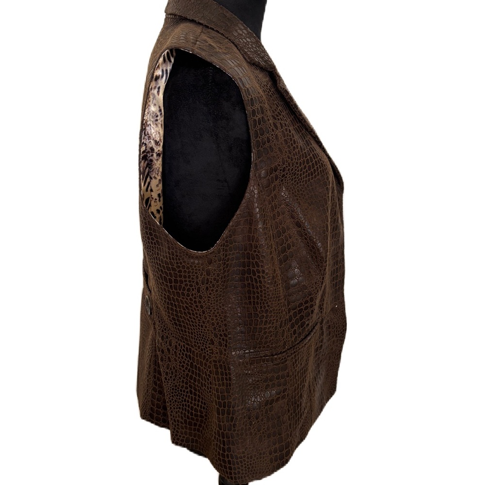 Multiples Crocodile Pattern Brown Vest - image 5